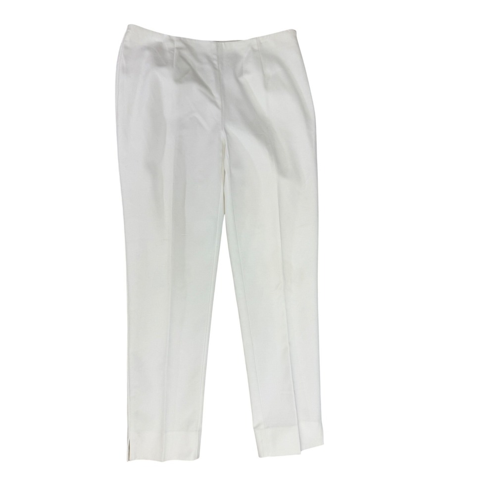 Chico's Slim Ankle Pants White Sz Sm/0 Pull On Size Zip Trousers Classic Coastal